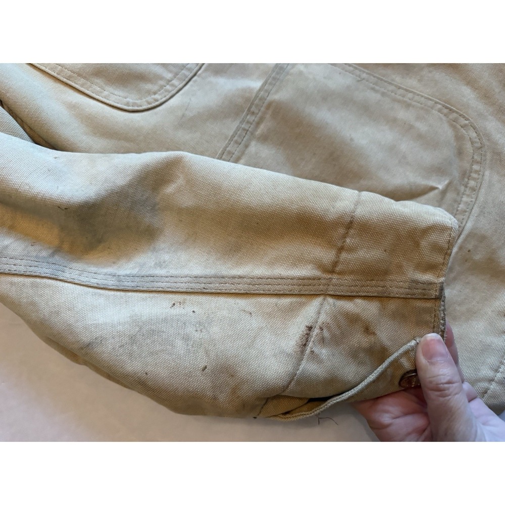 Vintage Carhartt USA Chore Coat Blanket Lined Tan Duck Work Jacket 100 Years Vtg - Picture 5 of 16